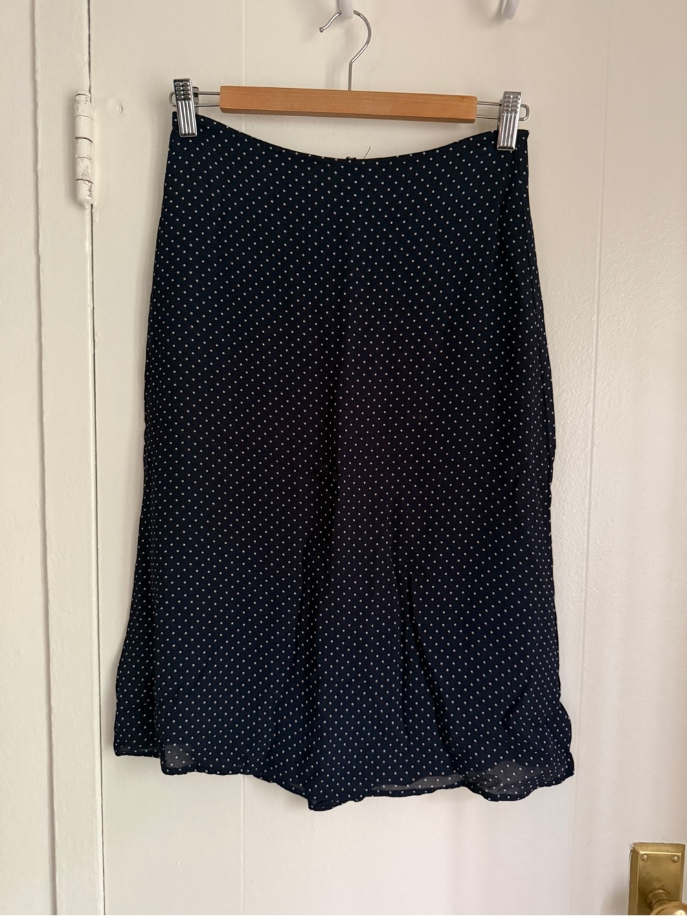 Reformation navy polka dot skirt